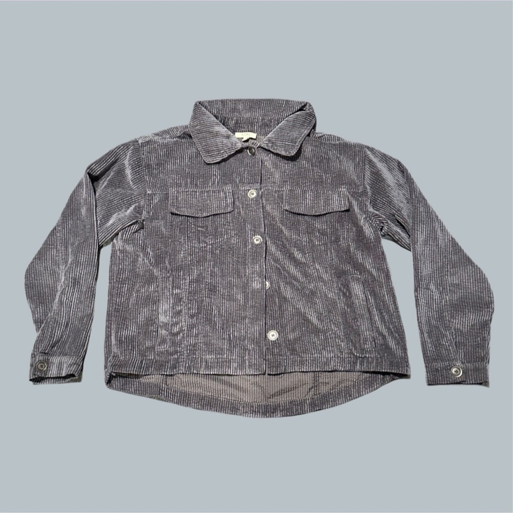 kori Grey Gray corduroy Jacket Coat small womens button up collared pockets
